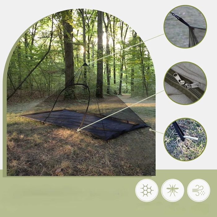 Moskitiera Kempingowa Namiot 1 Osoba 240x140cm Wodoodporna Ultralekka
