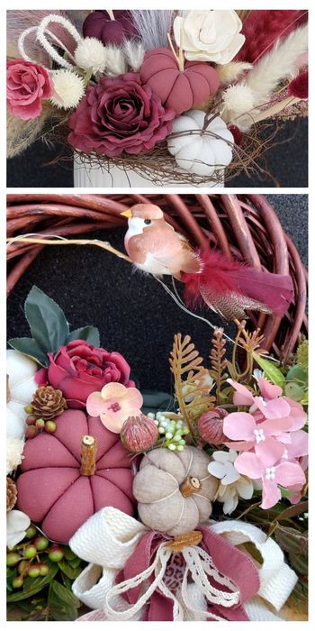 Śliczny wianek jesienny z dyniami