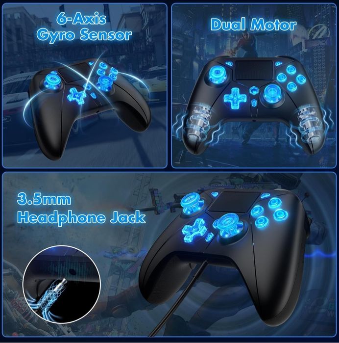 Kontroler bezprzewodowy Dinosoo RGB do PS5 z oświetleniem LED