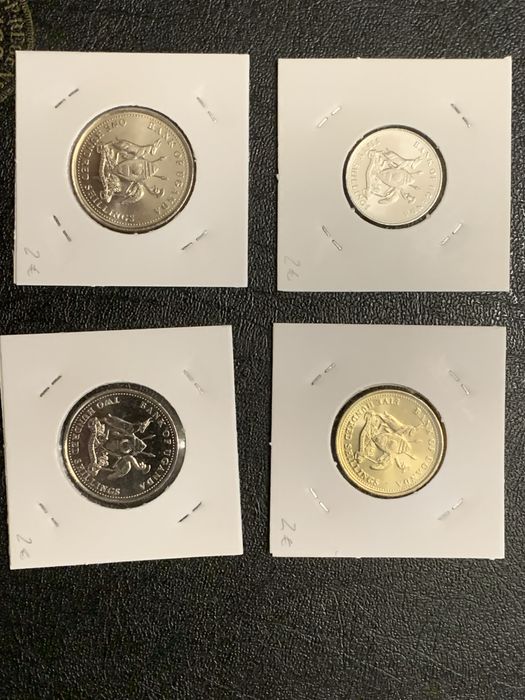 4 Moedas Uganda - UNC (Não Circuladas)
