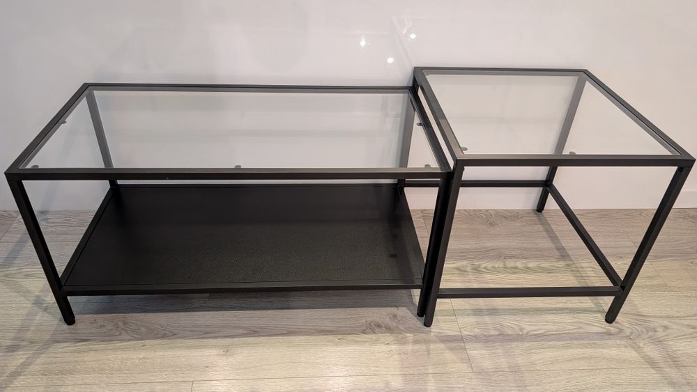Stolik kawowy czarny VITTSJÖ Ikea 90x50 cm
Stoliki, 2 szt., czarnobrą