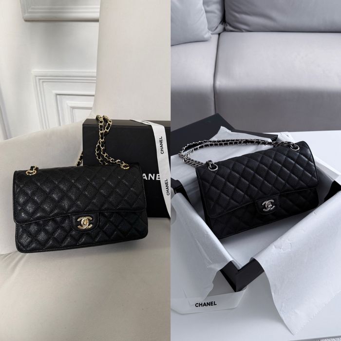 Сумка Chanel 25 Classic Caviar шкіра | чорна | золота,срібна фурнітура