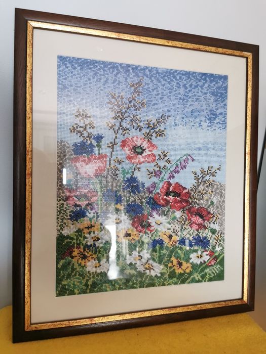 Obraz haftowany kwiaty polne