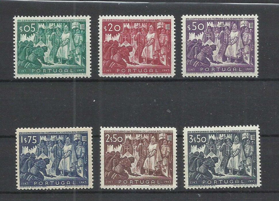 Selos portugueses – Série 8º Cent. Tomada Lisboa aos Mouros – novos