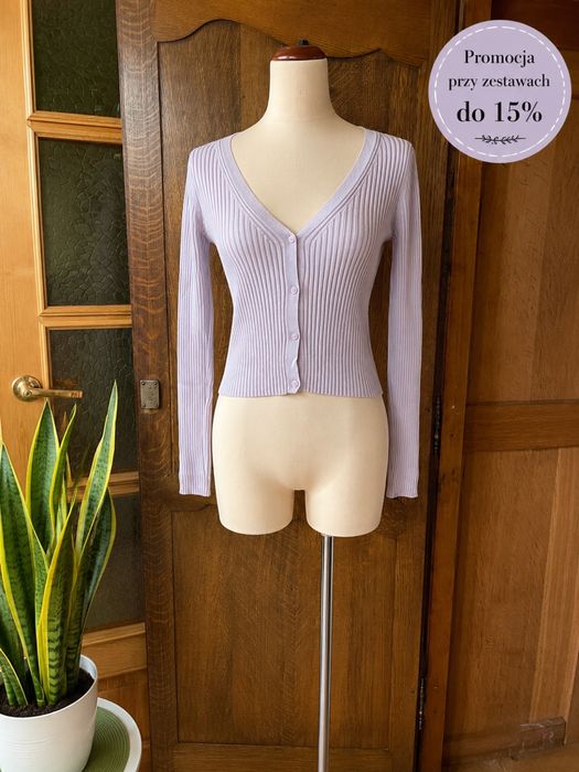 H&M | prążkowany kardigan soft lilac