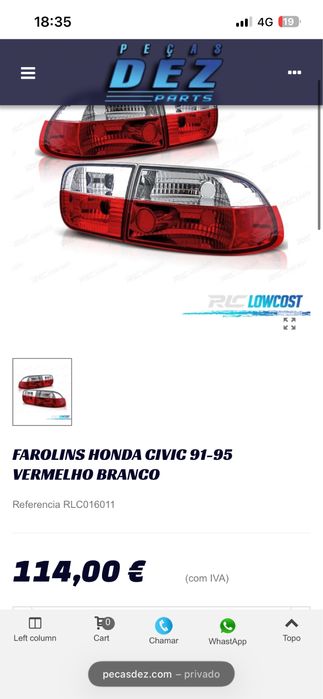 Farolins traseiros honda eg6 (NOVOS)