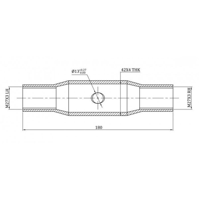 Łącznik centralny kat. 1, 27x3 długość rury 180 mm, dł,295-375 mm