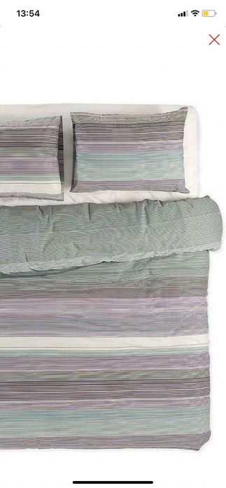 Cotton Duvet Cover Set 240x220cm Natura Stripes