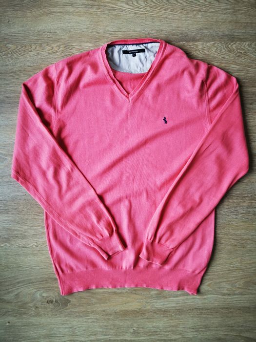 Sweter męski bawełniany dekolt w serek reserved rozmiar L