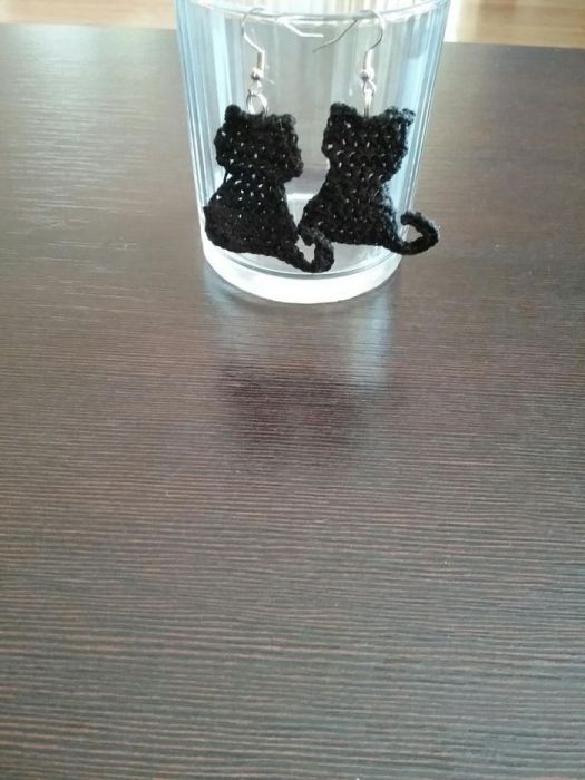 Kolczyki kotki na szydełku ręcznie robione