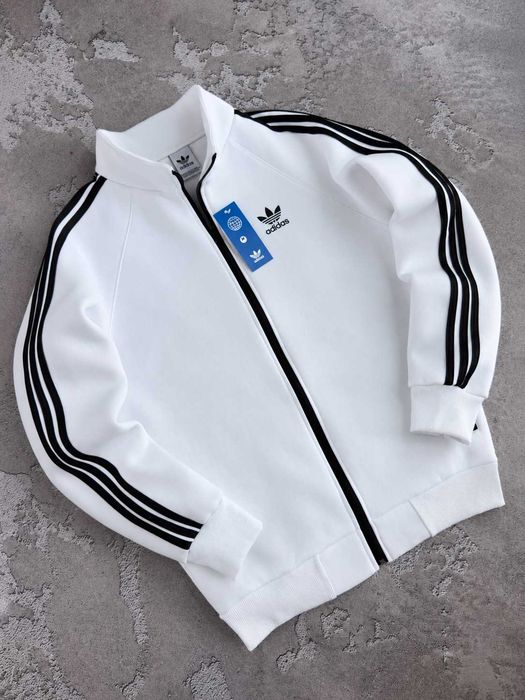 Тепла спортивна кофта Adidas на флісі (олімпійка / мастерка / zip)