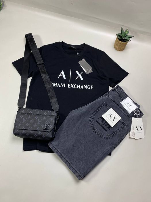 Мужские джинсовые шорты армани футболка мужская Armani