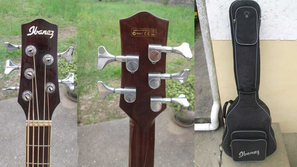 Baixo eletroacústico Ibanez de 5 cordas com saco