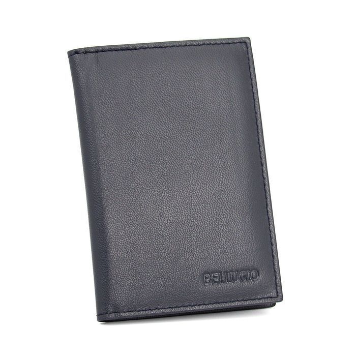 Skórzane etui z systemem RFID granatowe męskie damskie uniwersalne