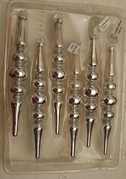 Pendentes de vidro prateados para Natal - Vintage e novos