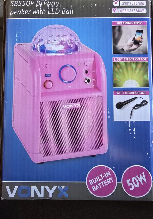 Zestaw KARAOKE Głośniki efekt LED BT USB mikrofon.