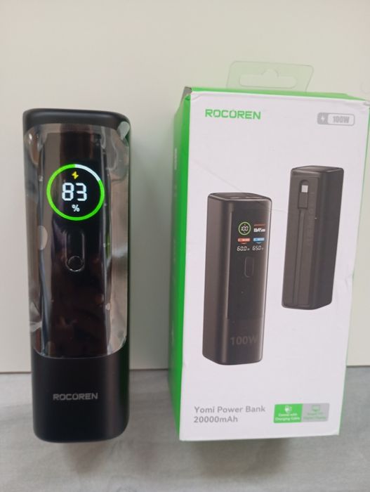 PowerBank Rocoren 100W, 20000 mAh, кабель Type-C, Smart, батарея, акб