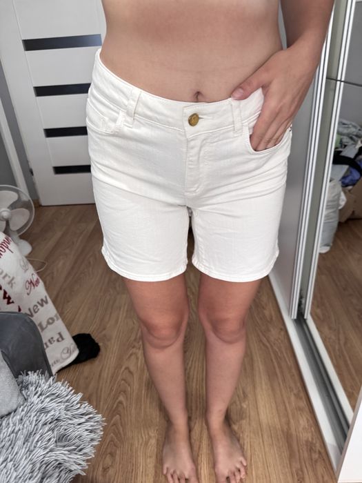 Pilcro Białe Spodenki Jeansowe M 96% Bawełna
