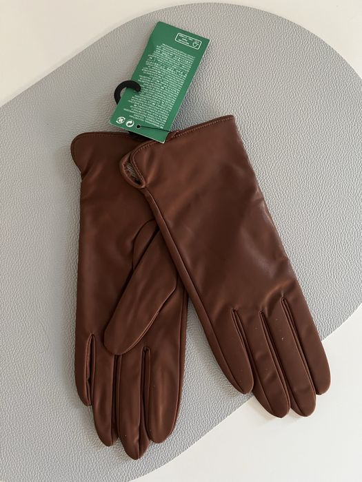 Nowe rękawiczki damskie H&M eco skóra brązowe rozmiar S
