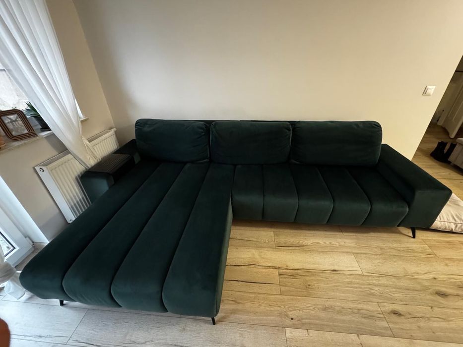 Narożnik butelkowa zieleń welur VELVET NEW