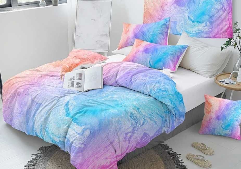 Komplet pościeli pastelowy ombre clouds marmurkowy 180x210