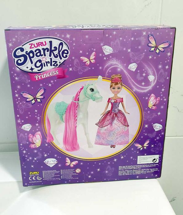 Boneca Princesa Sparkle Girlz. Conjunto Cavalo Real, Acessórios Reais