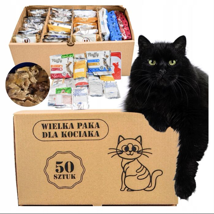 Karma mokra dla kota saszetka Mix smaków wielka paka dla kociaka 50szt