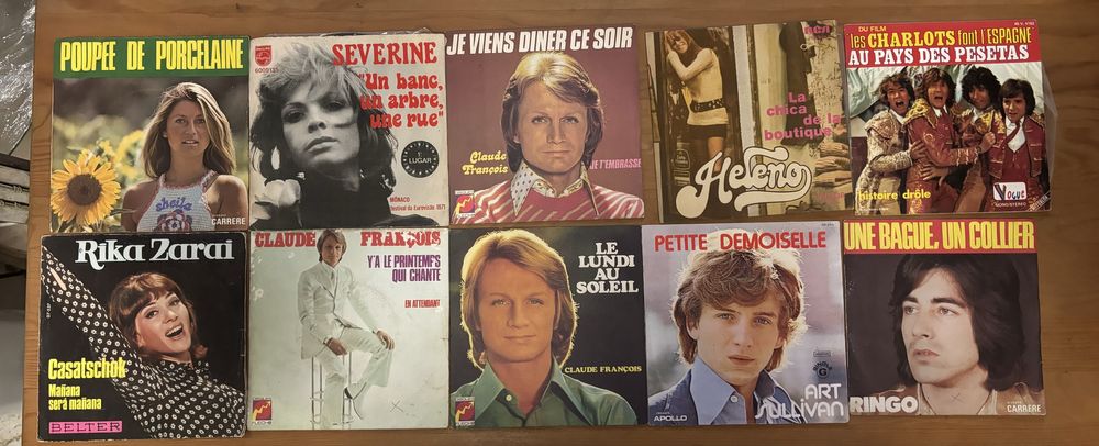 Lote 10 Vinis Singles (7'') - Música Francesa & Eurovisão | Claude François, Séverine, Sheila
