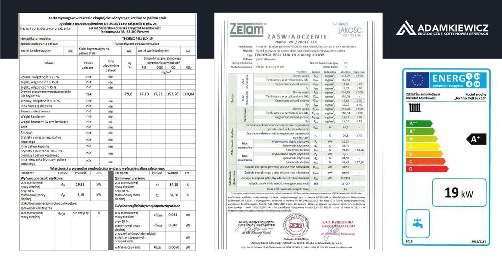 Kocioł piec na PELLET EKOGROSZEK Adamkiewicz 5 KLASA 10-48 kW