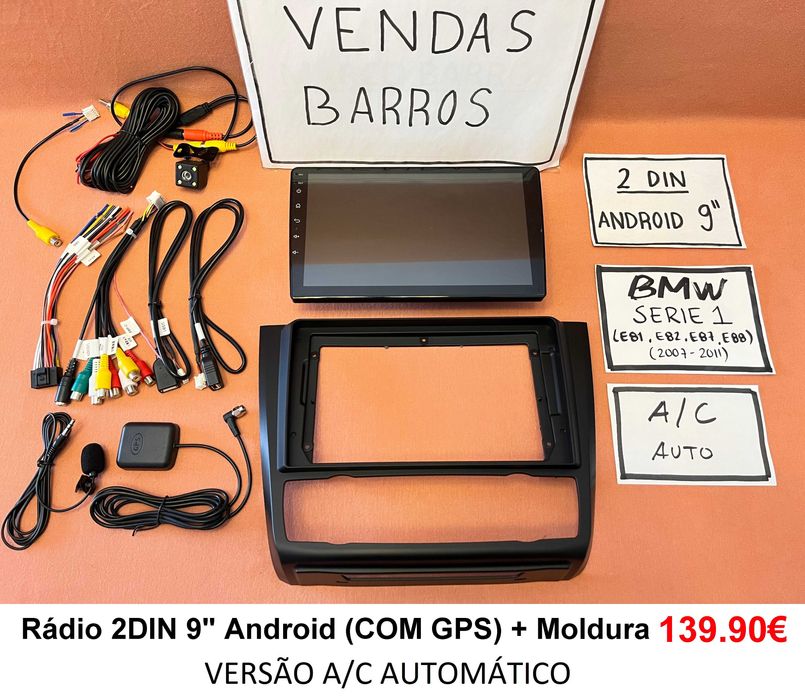 (NOVO) Rádio 2DIN 9" • BMW Serie 1 (E81 E82 E87 E88) • Android 4+64GB