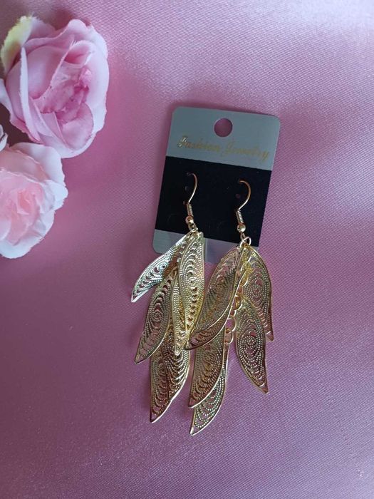 Długie kolczyki - Złote listki