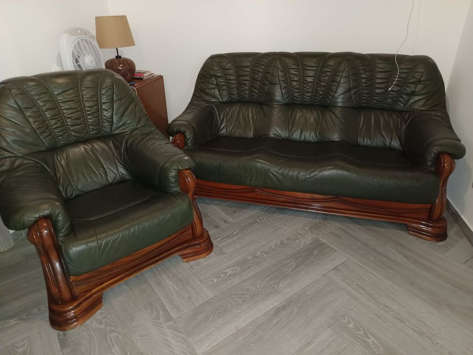 Conjunto de 3 Sofás verdes escuro