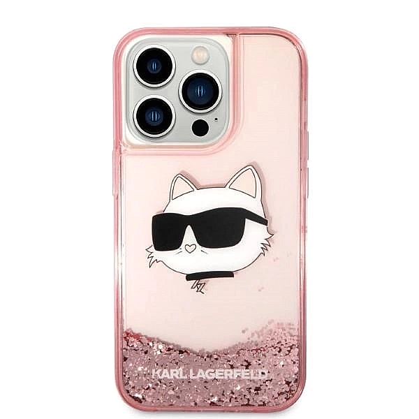 Etui Karl Lagerfeld Glitter Choupette Head na iPhone 14 Pro - różowe