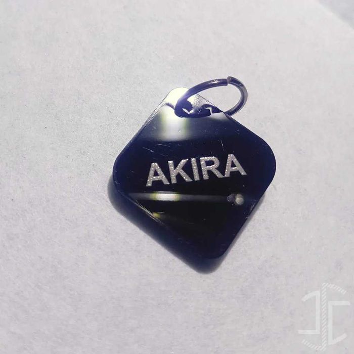 Medalha de identificação animal em forma losango - Acrílico Preto - 3mm