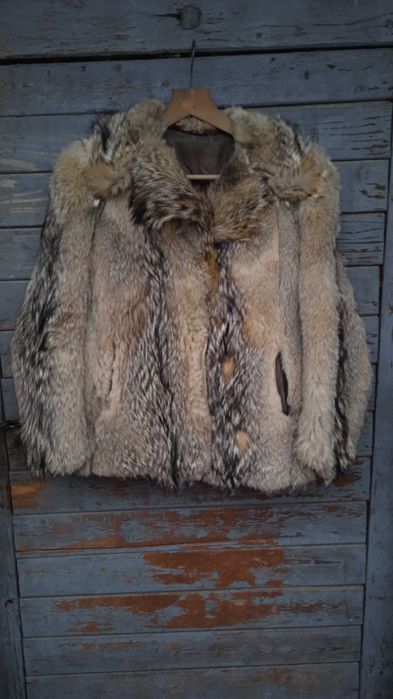 Futro krótkie z jenota szare naturalne prawdziwe 38 M luksus glamour