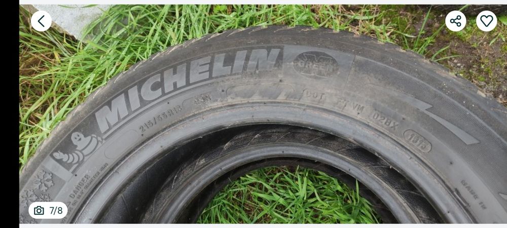 Opony zimowe 5mm 215/55/16 Michelin N