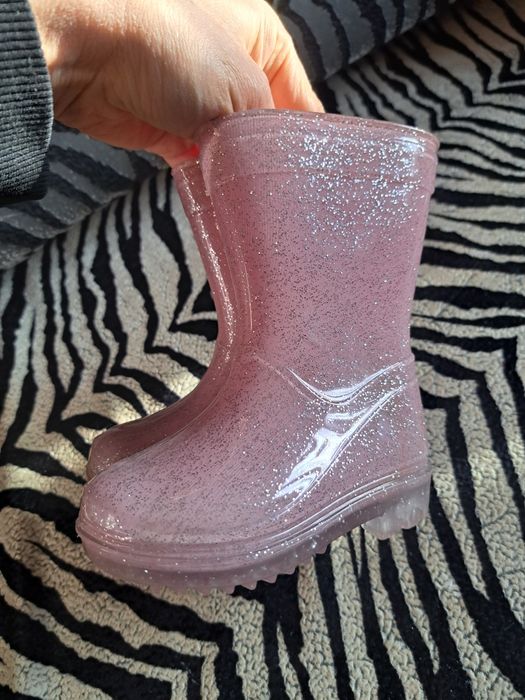 Сапожки резиновые с блёстками. Сапоги 19р .22 р,