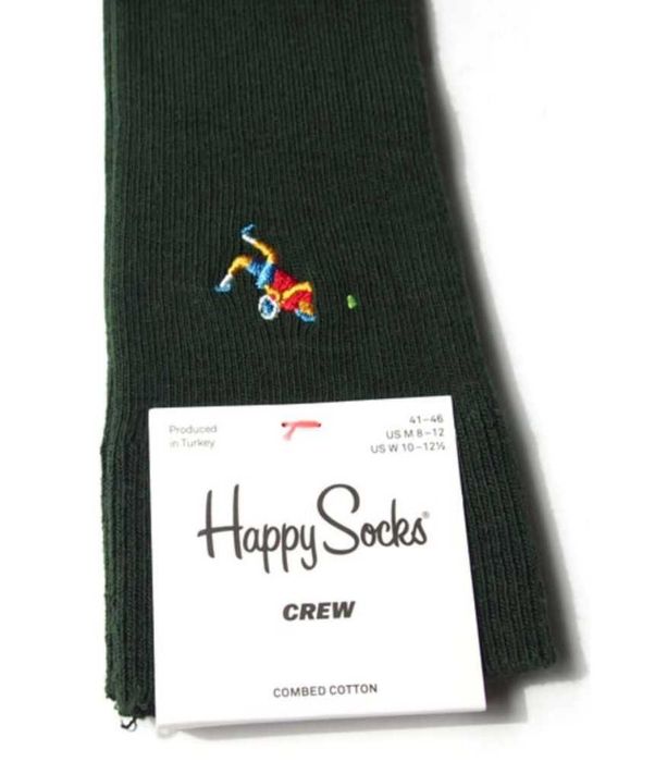 Nowe skarpety Happy Socks Tennis Crew EU 41-46 zielone z haftem tenis.