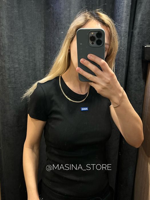 Жіноча футболка XS Hugo Хьюго Босс Boss чорна напис синій оригінал