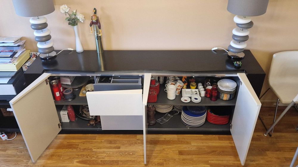Conjunto 3 Móveis Sala MOVEME Wengé: Bar, Aparador/Louceiro