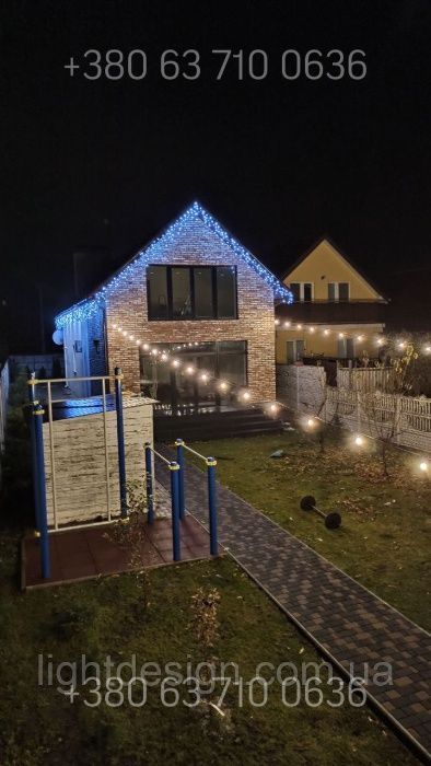 Литая УЛИЧНАЯ гирлянда на фасад бахрома для улицы IP-65 каучук 3,5мм