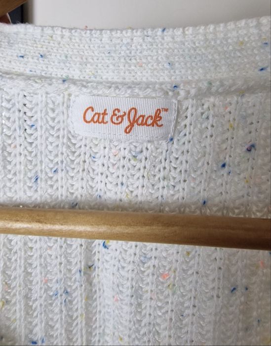 Kardigan Cat & Jack kremowy melanż oversize na guziki