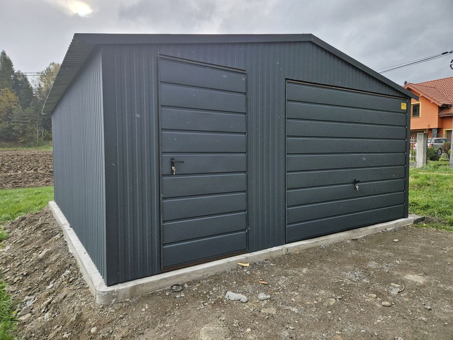 5x6 MAŁ Garaze Blaszane Garaż Blaszany Blaszak Blaszaki Antracyt Okuci