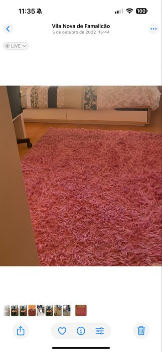 Carpete rosa felpuda 133x190 cm