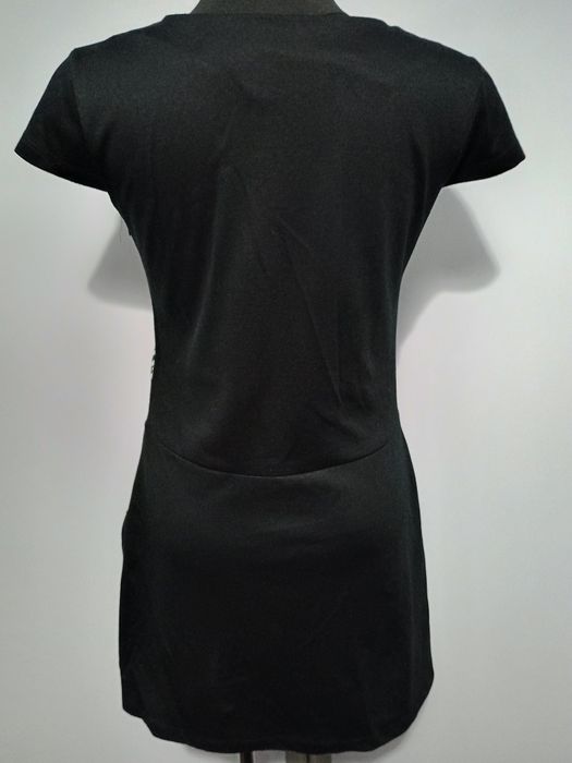 Sweter z długim tunika sukienka czarny biały wzorek r. 40 L