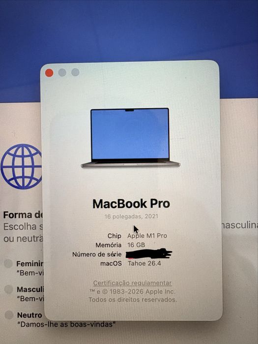 Macbook Pro 16 M1 Pro versao 2021