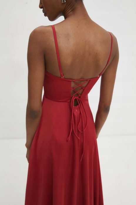 Answear Lab 38 M Sukienka Czerwona Rozkloszowana Maxi T1068