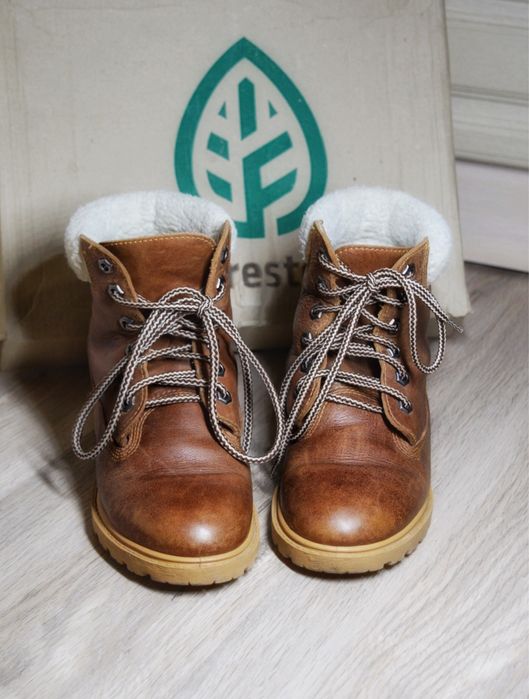 Ботинки з натуральної шкіри хутро мех коричневі хайкери берці Forester