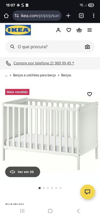 Berço + colchão + roupa de cama