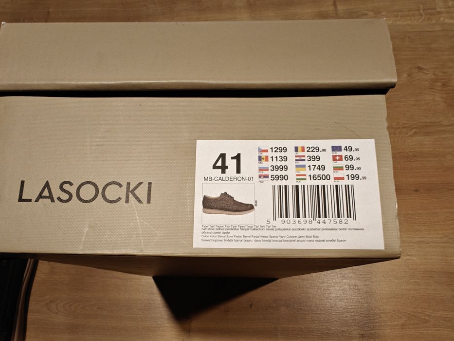 Buty męskie Lasocki półbuty trzewiki skórzane skóra naturalna brązowe